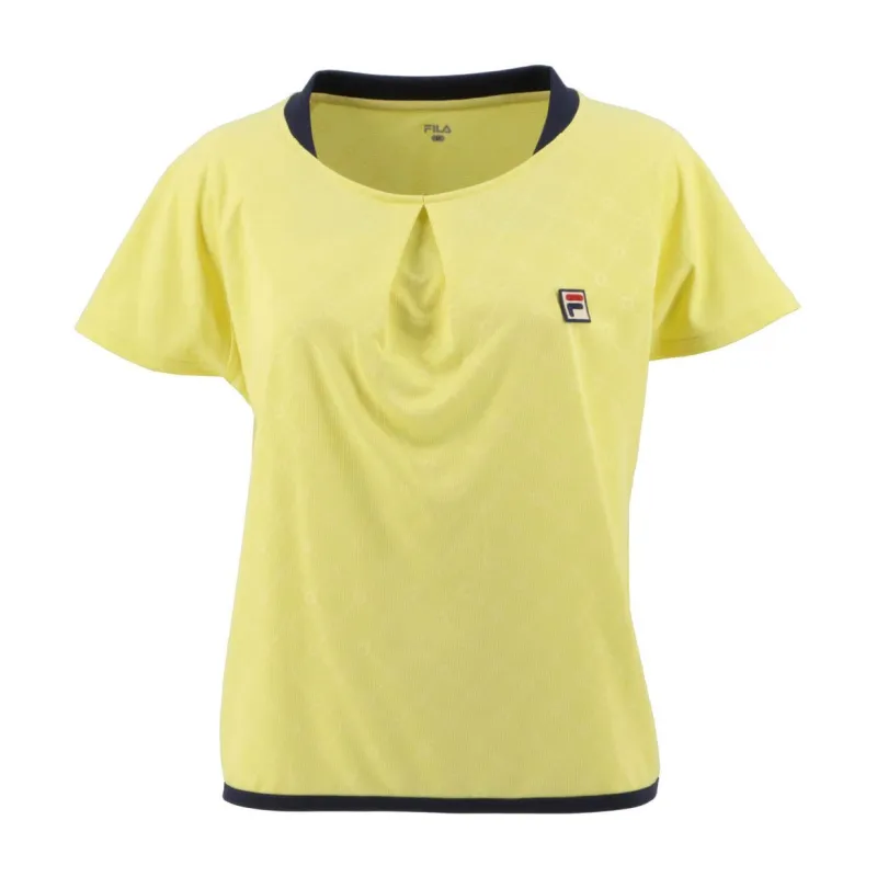 FILA T Shirts Women's Yellow Crew Neck Moderate Straight Fit