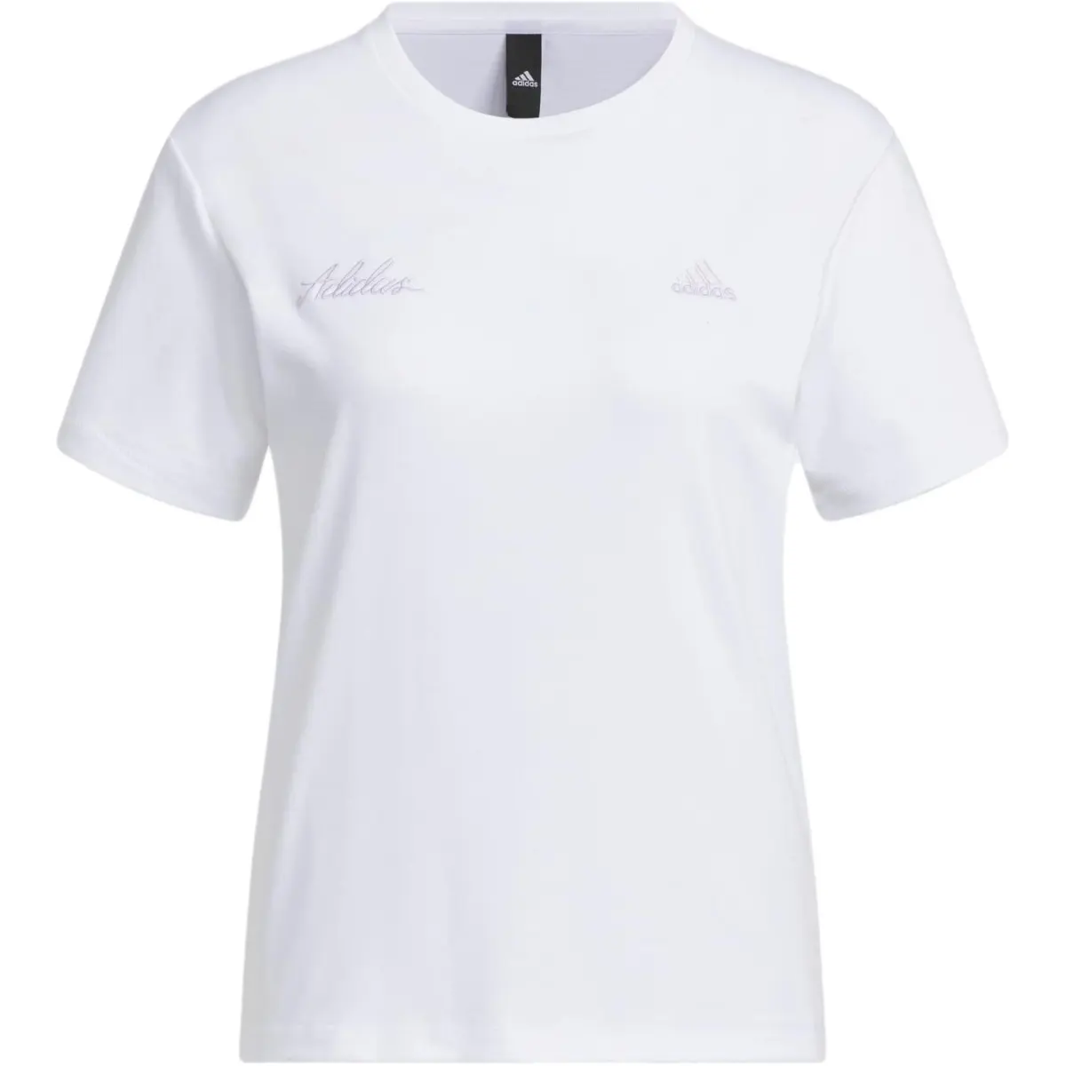 Adidas T-Shirts Women's White Crew Neck Moderate Straight Fit