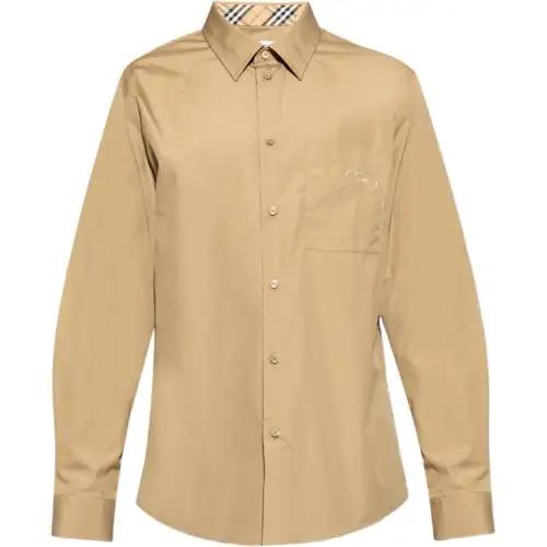 Burberry Logo Embroidered Long Sleeved Shirt
