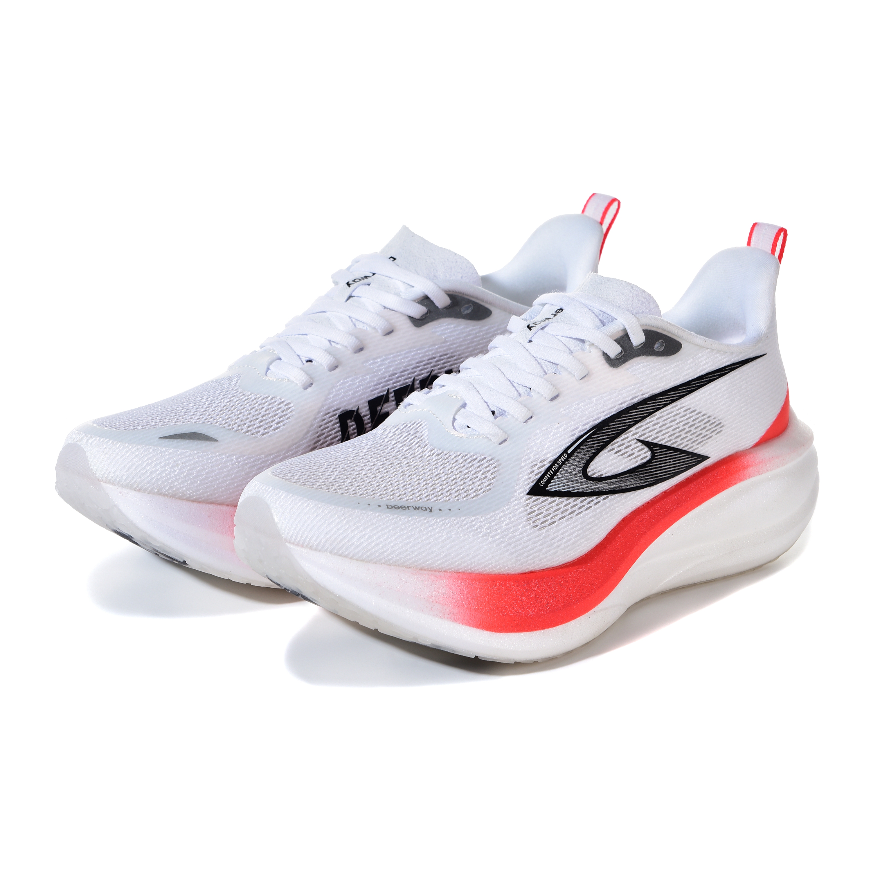 DEERWAY Running Shoes Unisex Low Top White Red