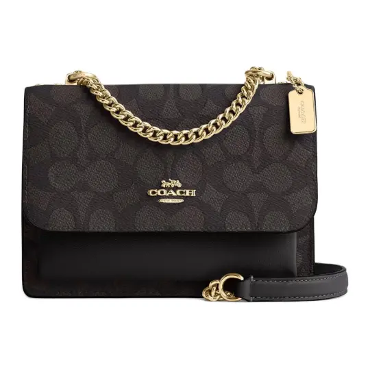 COACH Klare Artificial Leather With Cow Leather Shoulder Bag, Crossbody Bag Small Women's Black