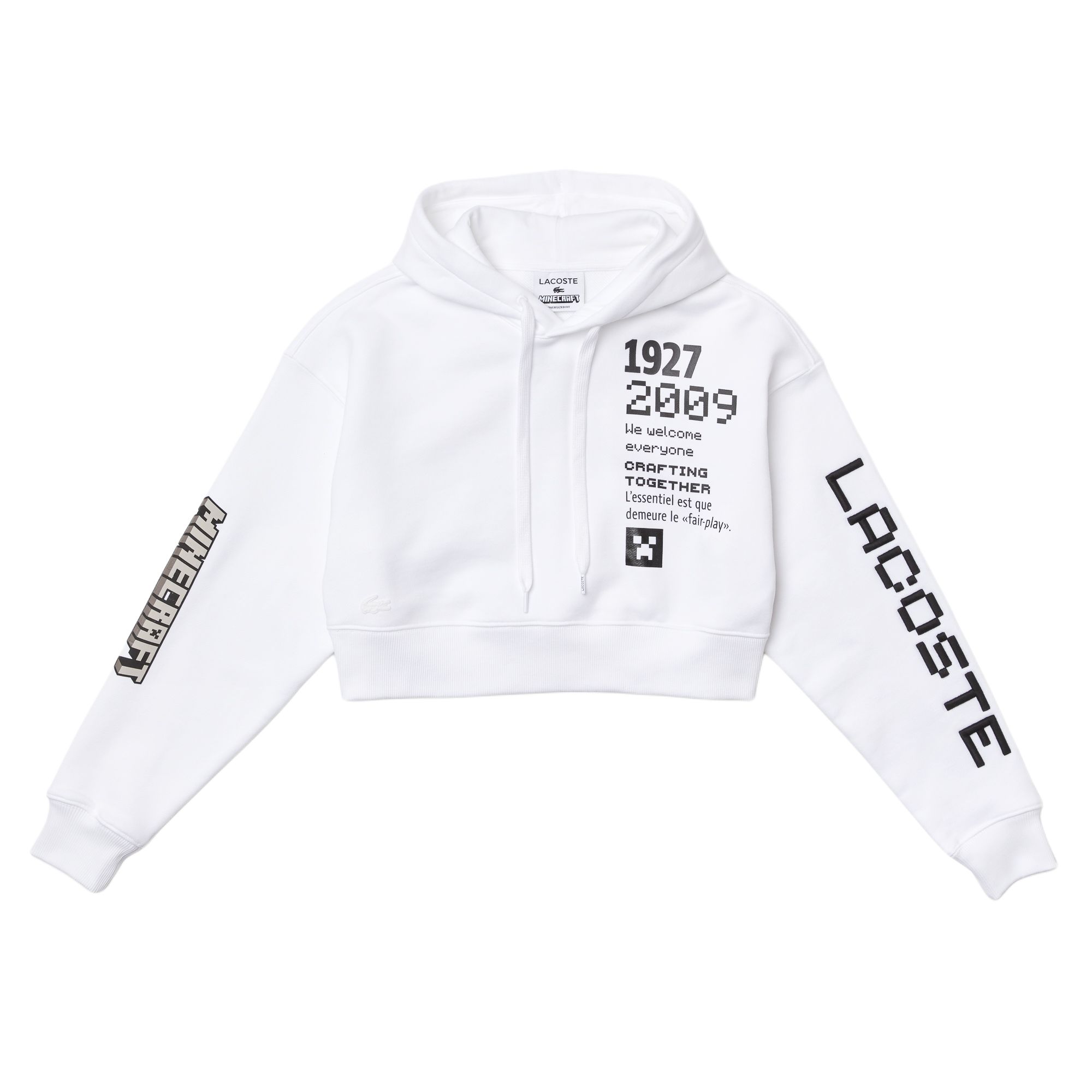 Женское худи LACOSTE x Minecraft (белое)