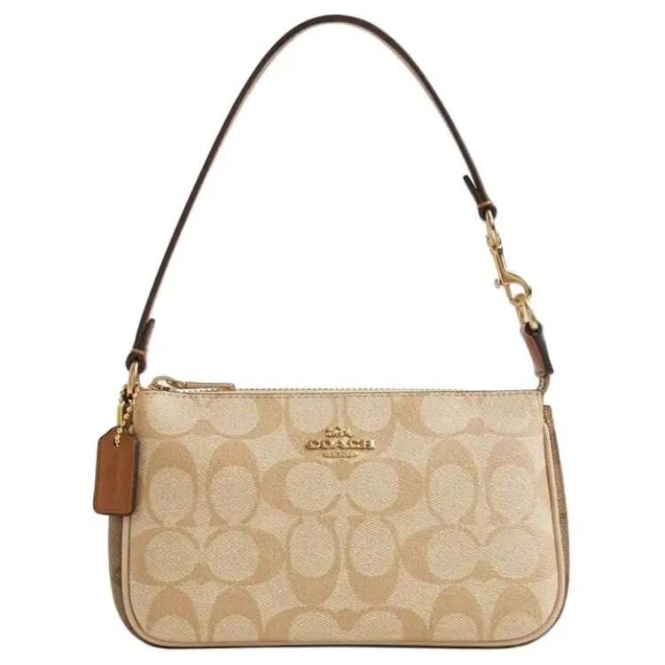 COACH Nolita PVC With Skin Shoulder Bag, Pochette, Handheld Handbag, Shoulder Bag Small Women's Dark Khaki