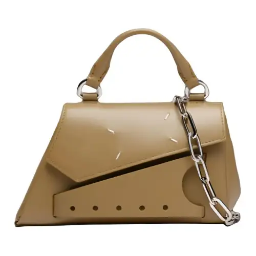 Maison Margiela Snatched Cow Leather Shoulder Bag, Crossbody Bag, Handbag Women's Light Coffee