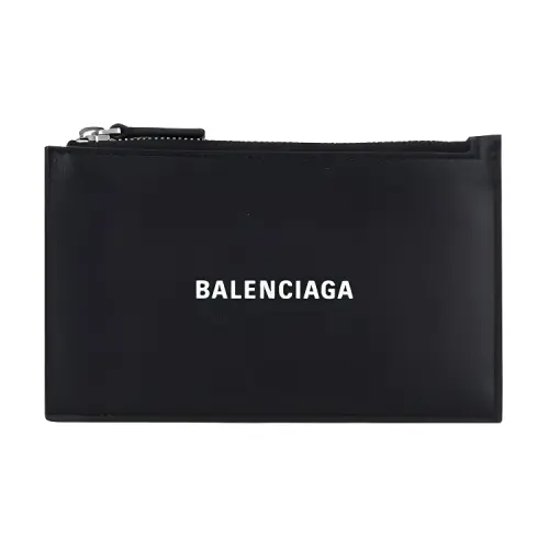 Balenciaga Logo Leather Wallet Unisex Black