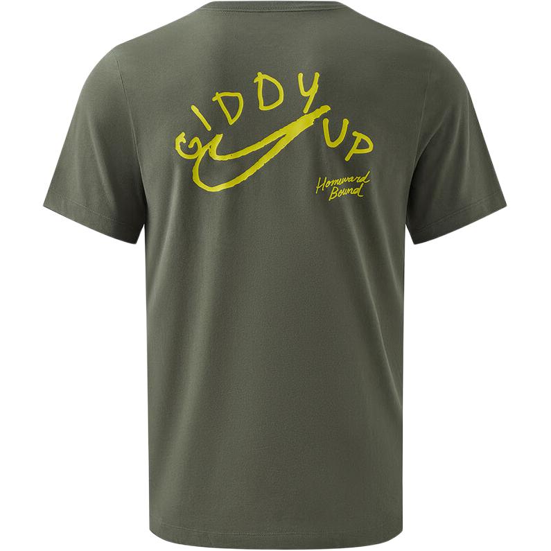 Nike Running T Shirts Men’s Army Green Crew Neck Moderate