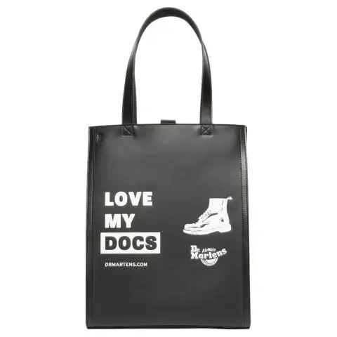 Dr.Martens Cow Leather Tote Bag, Shopping Bag, Shoulder Bag Medium Unisex Black