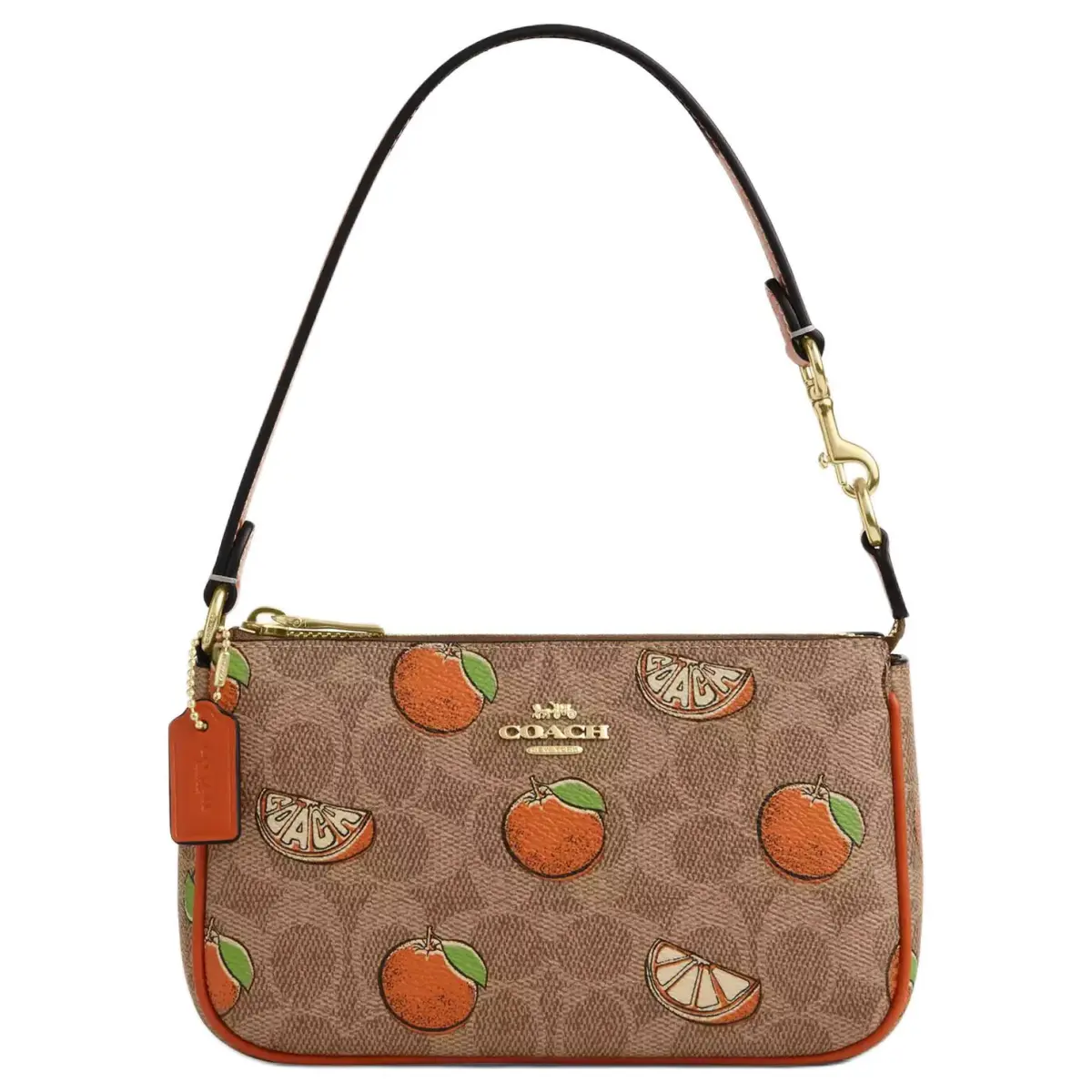 COACH Nolita Coated Canvas Pochette One Shoulder Handbag Small Women's Brown Yellow & Mixed Color
