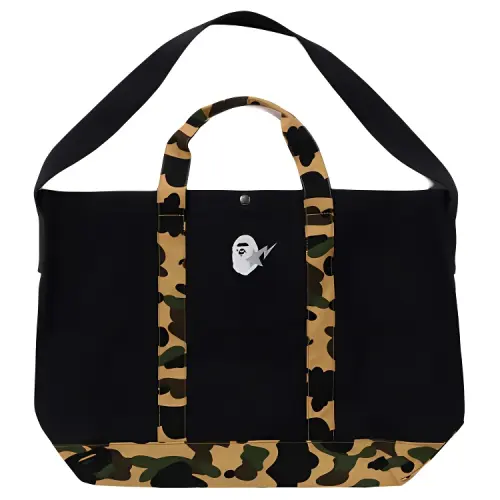 A BATHING APE Embroidery One Shoulder Handbag Men's Black