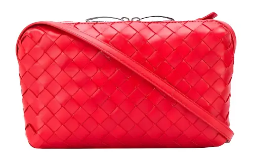Bottega Veneta Leather Crossbody Bag Women's Red