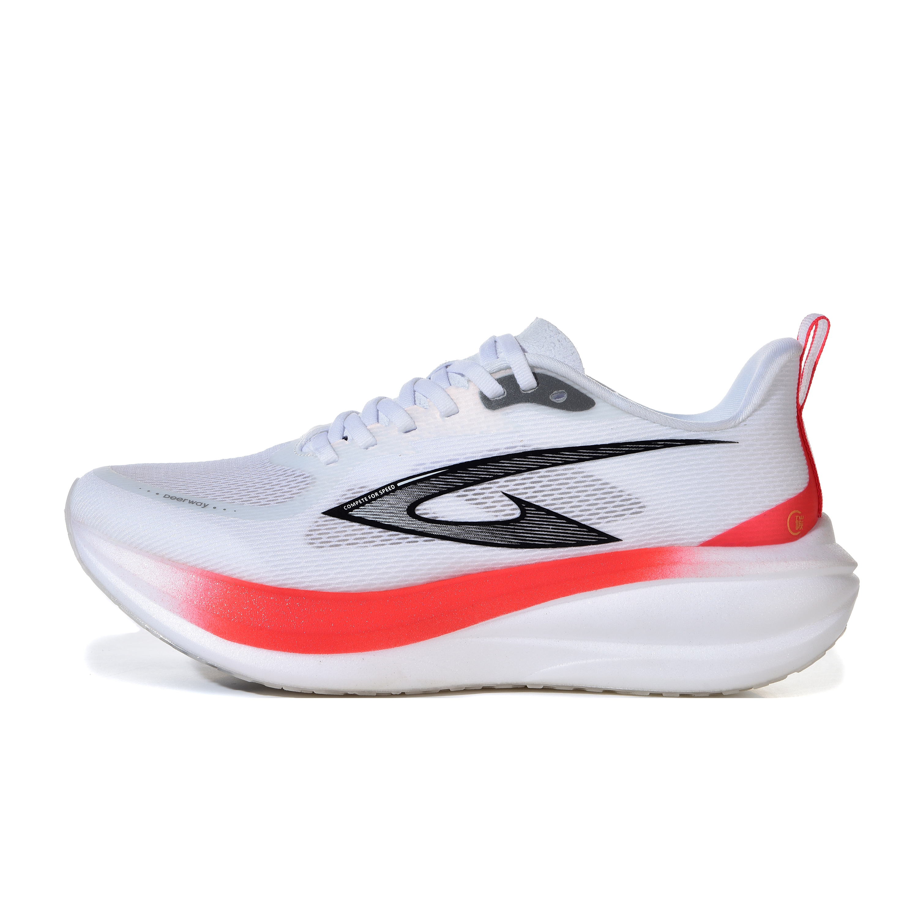 DEERWAY Running Shoes Unisex Low Top White Red