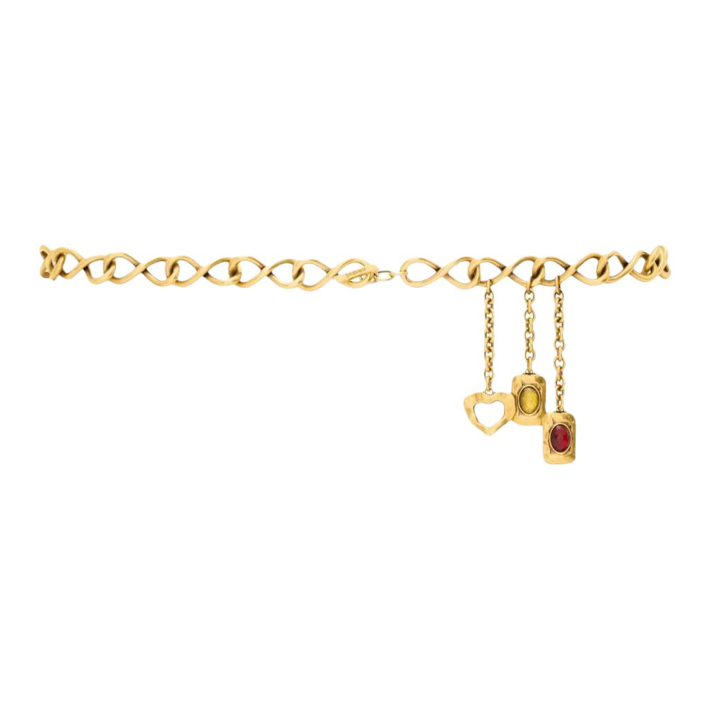 SAINT LAURENT Yves Saint Laurent Chain Link Design Brass Resin Waist Chain Women's Gold -