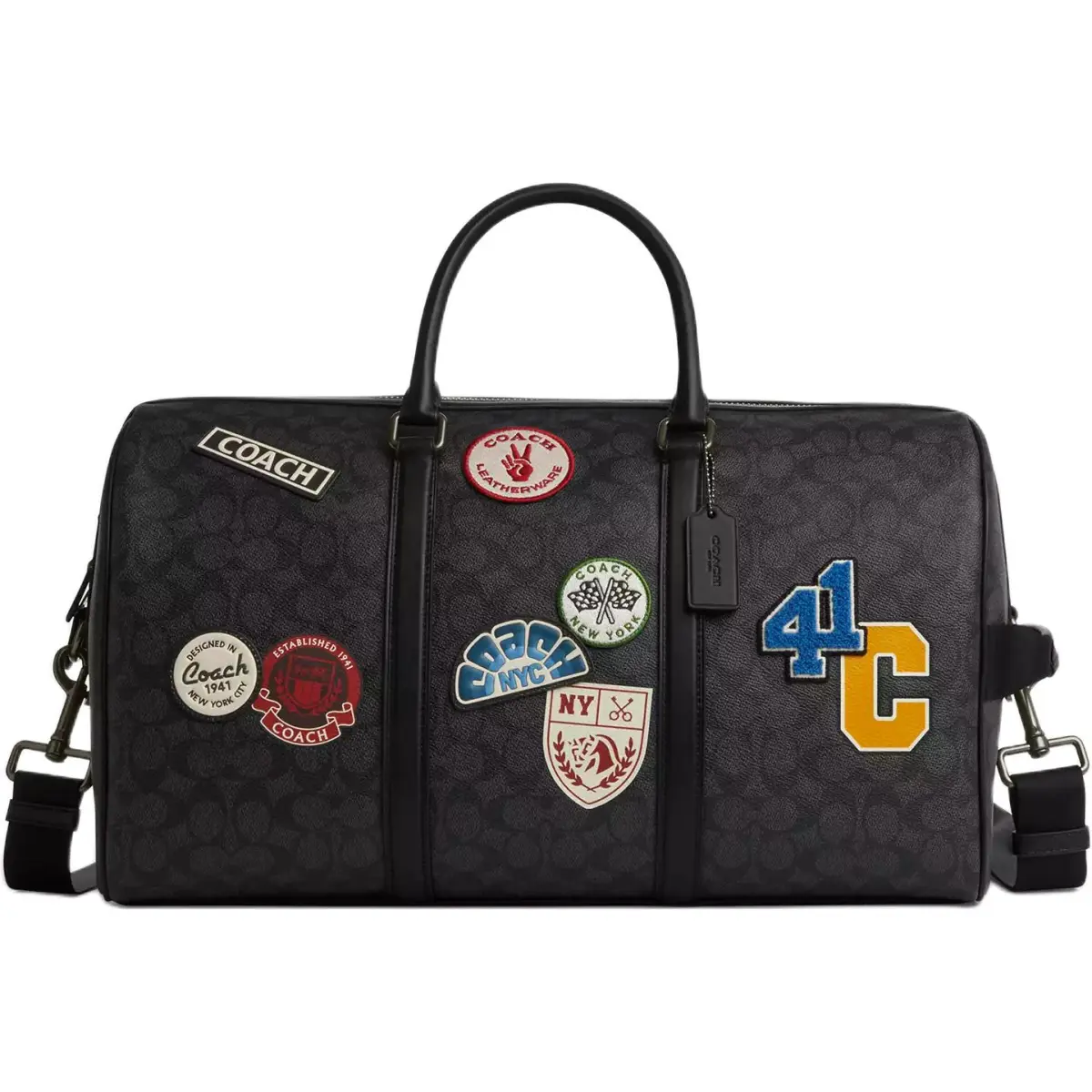 COACH Venturer Artificial Leather Travel Bag Men's Black Gray