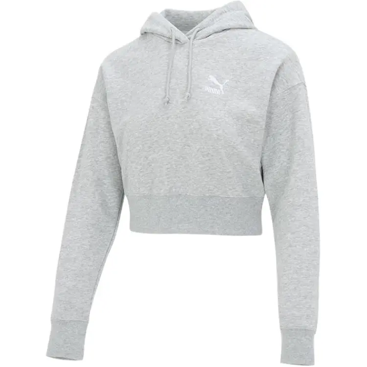 PUMA Sweatshirts Women's Gray Hooded Moderate Straight Fit