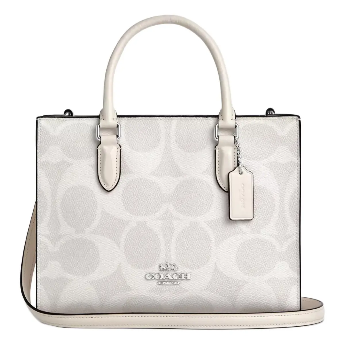 COACH Maggie Artificial Leather Tote Bag, Shopping Bag, Shoulder Bag, Crossbody Bag, Handbag Medium Women's Chalk White