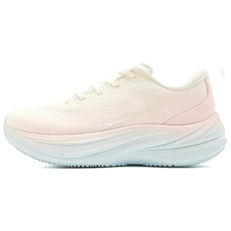 QIAODAN Leisure Cushioning, Wear Resistant Low top Casual Running Shoes Women’s Ivory White/White Peach Pink