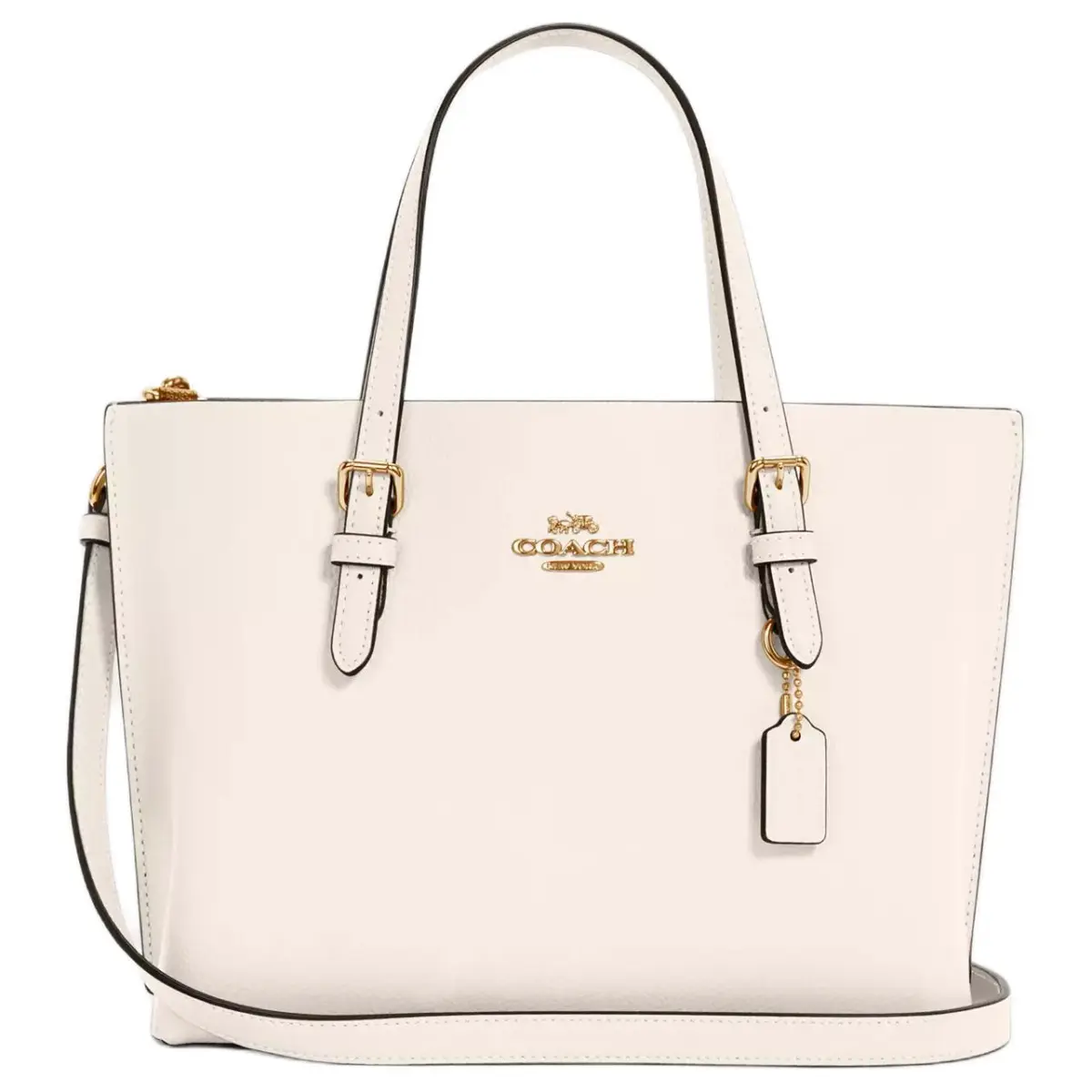 COACH Mollie Leather Tote Bag, Shopping Bag, Crossbody Bag, One Shoulder Handbag 25 Women's Chalk White
