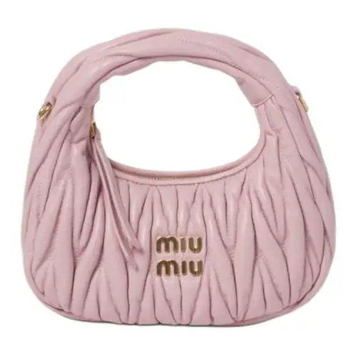 MIU MIU Matelassé Soft Sheep Leather Hobo Bag, Shoulder Bag, Crossbody Bag, Handbag Mini Women's Snow Pink