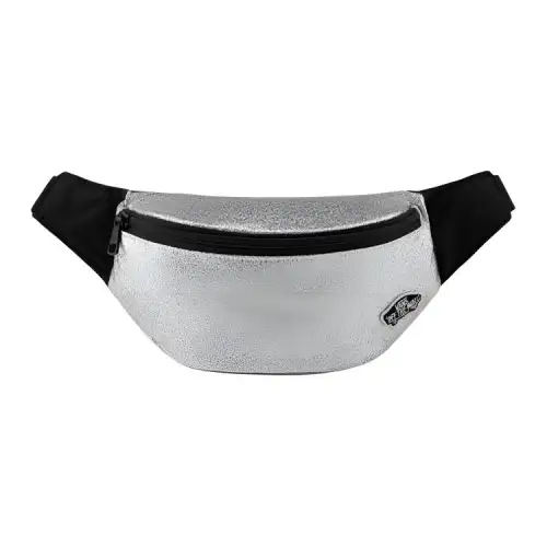 Vans Zip Closure Polyester Sling Bag, Fanny Pack Unisex Silver