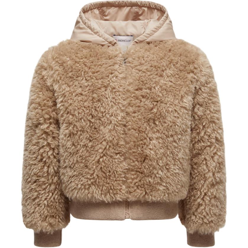 Женское худи Moncler Teddy Zip-Up Hoodie (бежевое)
