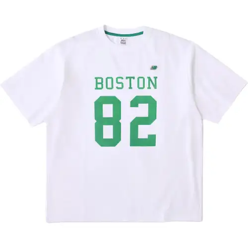 New Balance T Shirts Men's White Crew Neck Moderate Straight Fit