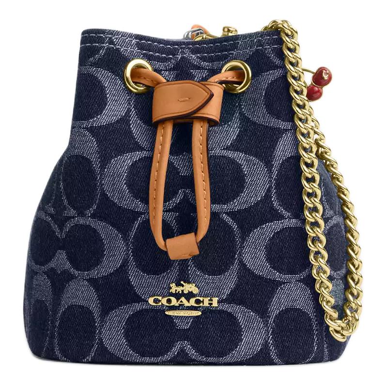 Женская сумка COACH Drawstring 12 (синяя)