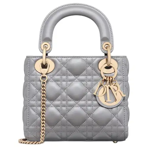 DIOR Lady Dior Sheepskin Handbag, Shoulder Bag, Crossbody Bag, Handbag Mini Women's Milk Gray