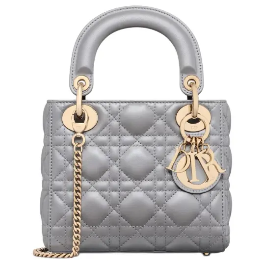DIOR Lady Dior Sheepskin Handbag, Shoulder Bag, Crossbody Bag, Handbag Mini Women's Milk Gray