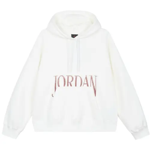 Jordan Brooklyn Fleece Letter Print Fleece Lined Long Sleeved Hooded American Vintage Sweatshirt Women's Sail White