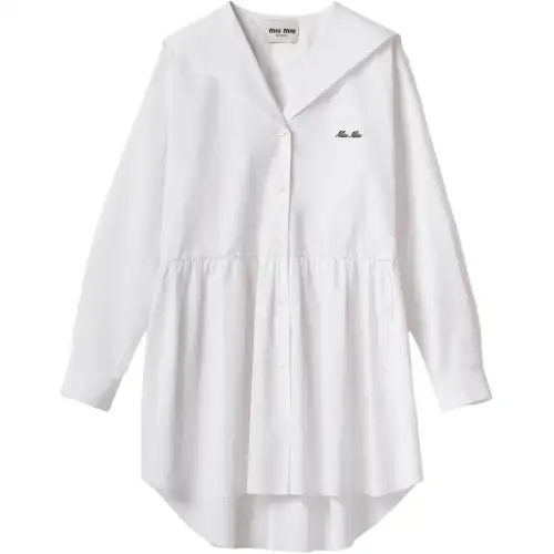 MIU MIU SS24 Long Sleeved Dress Women's White