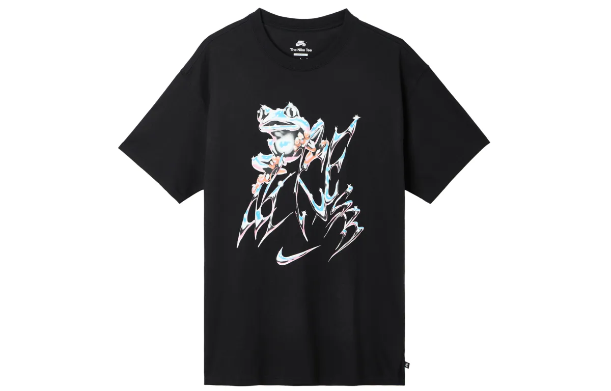 Nike T-Shirts Men's Black Crew Neck Moderate Straight Fit