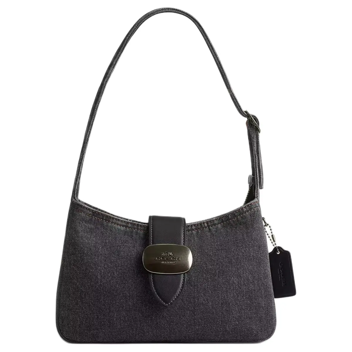 COACH Eliza Denim Handbag, Shoulder Bag Medium Women's Washed Gray