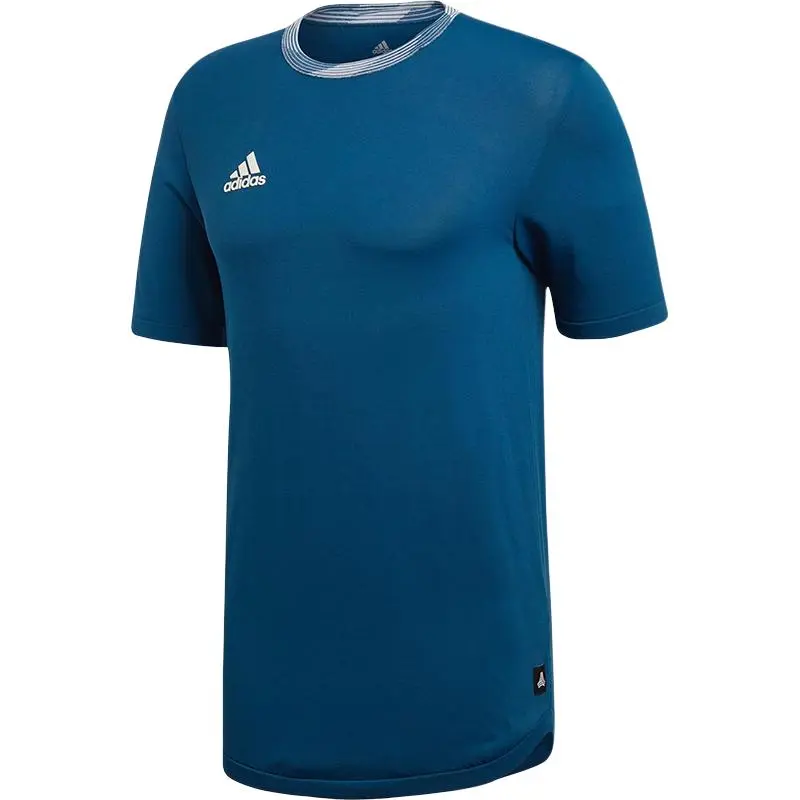 Adidas T-Shirts Men's Blue Crew Neck Moderate Straight Fit