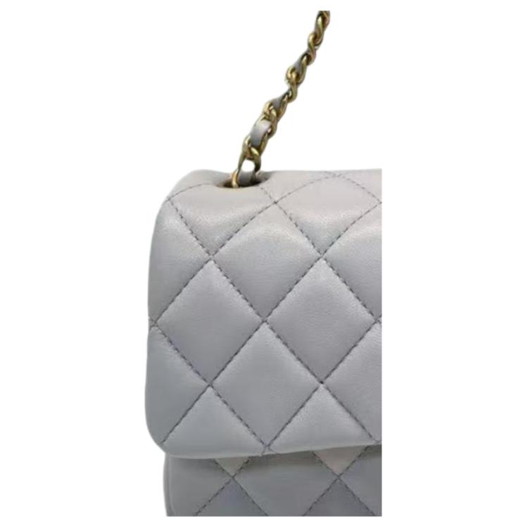 Женская сумка Chanel на цепочке (серая) — фото 2