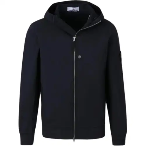 STONE ISLAND Logo Patch Zip Up Hooded Jacket