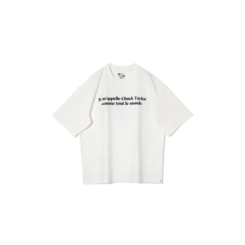 Converse T Shirts Unisex White Crew Neck Moderate Straight Fit