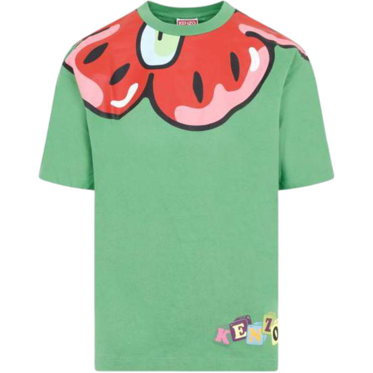 KENZO BOKE Flower Series SS23 BOKE BOY Series Graphic Printed Short Sleeve Pullover T-Shirt Women's Green