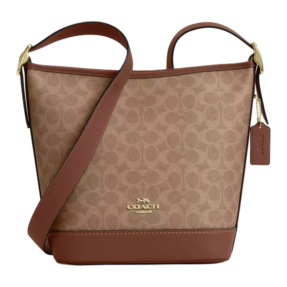 COACH CANVAS Coated Canvas With Refined Pebbled Leather Tote Bag, Shopping Bag, Shoulder Bag, Crossbody Bag Medium