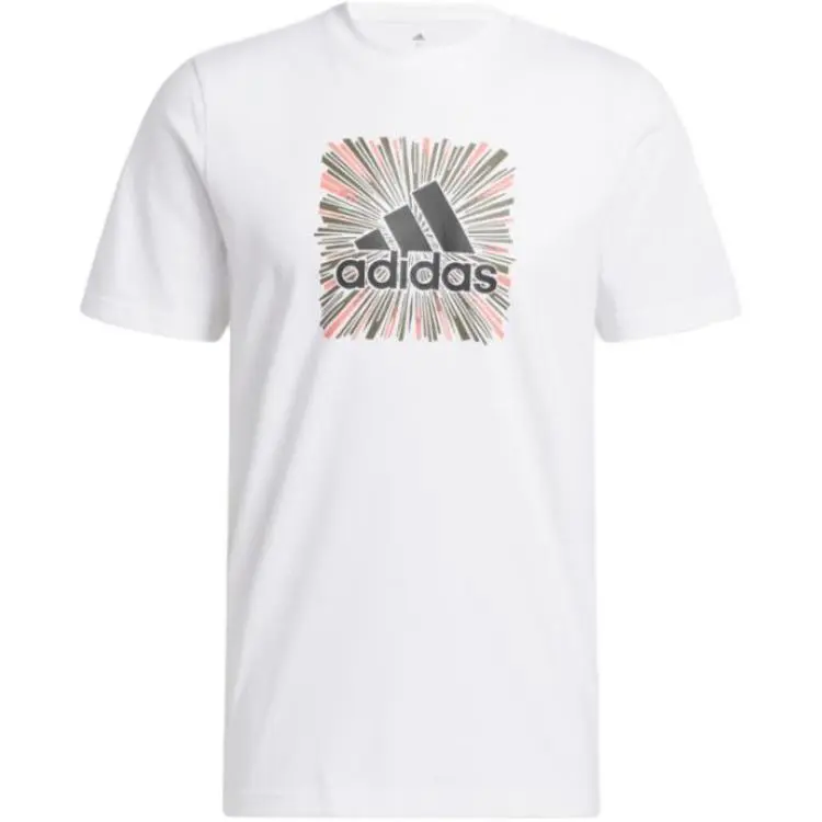 Adidas T-Shirts Men's White Crew Neck Moderate Straight Fit