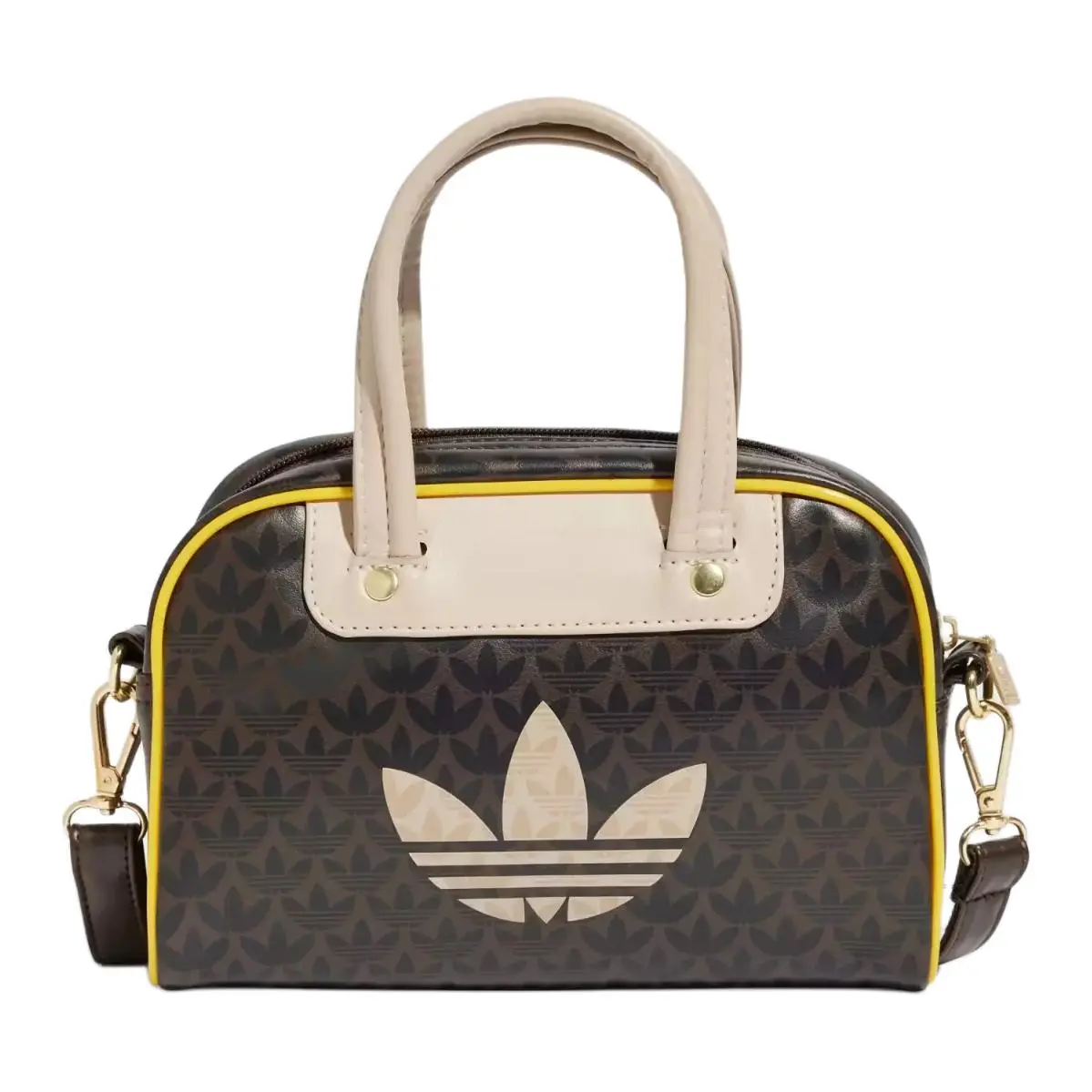 Adidas Originals Trefoil Polyurethane Bowling Bag, Handbag Women's Dark Brown