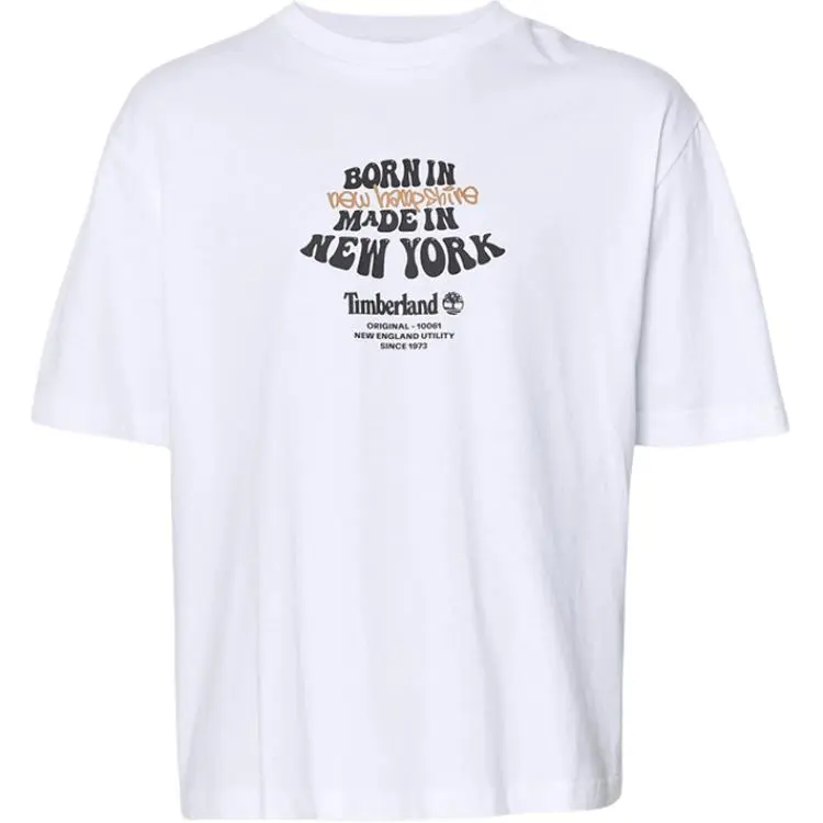 Timberland T-Shirts Men's White-TB0A2QPK-100 Crew Neck Moderate