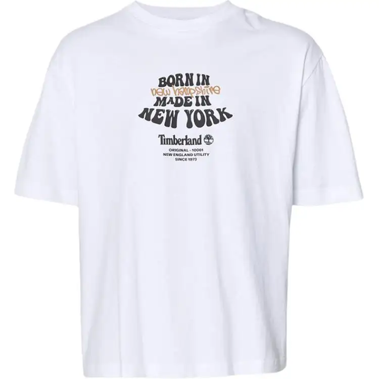 Timberland T Shirts Men's White TB0A2QPK 100 Crew Neck Moderate