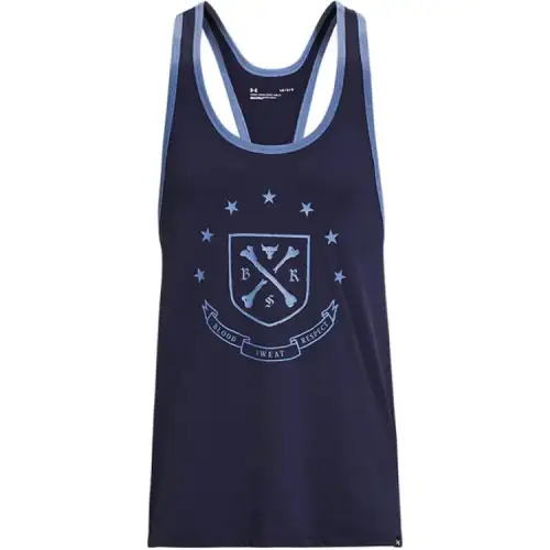 Under Armour Project Tank Tops Men's Blue Crew Neck Moderate Straight Fit