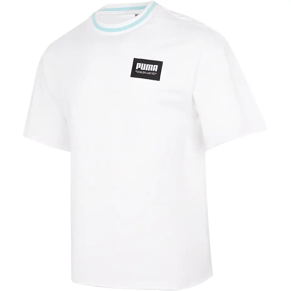 PUMA T-Shirts Men's White Crew Neck Moderate Straight Fit