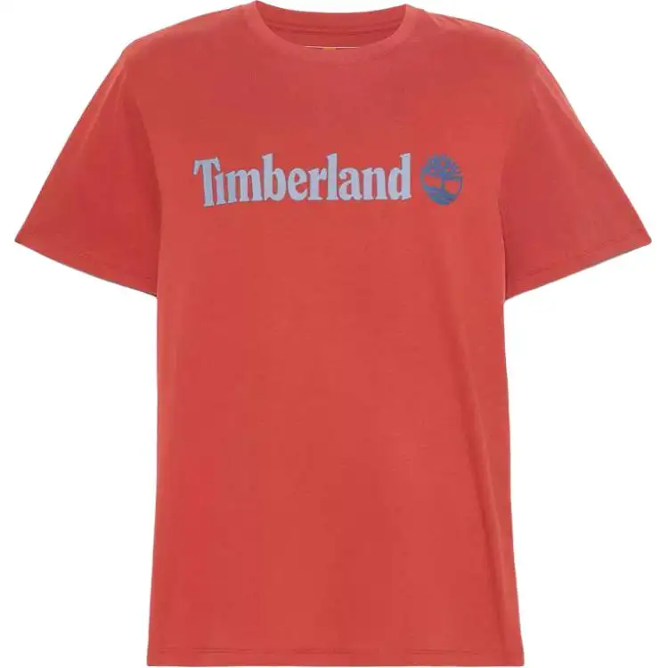 Timberland T Shirts Men's Brick Red Crew Neck Moderate