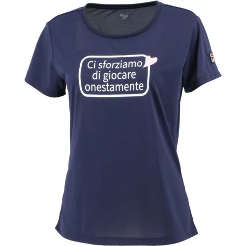FILA T Shirts Women's Marine Blue Crew Neck Moderate