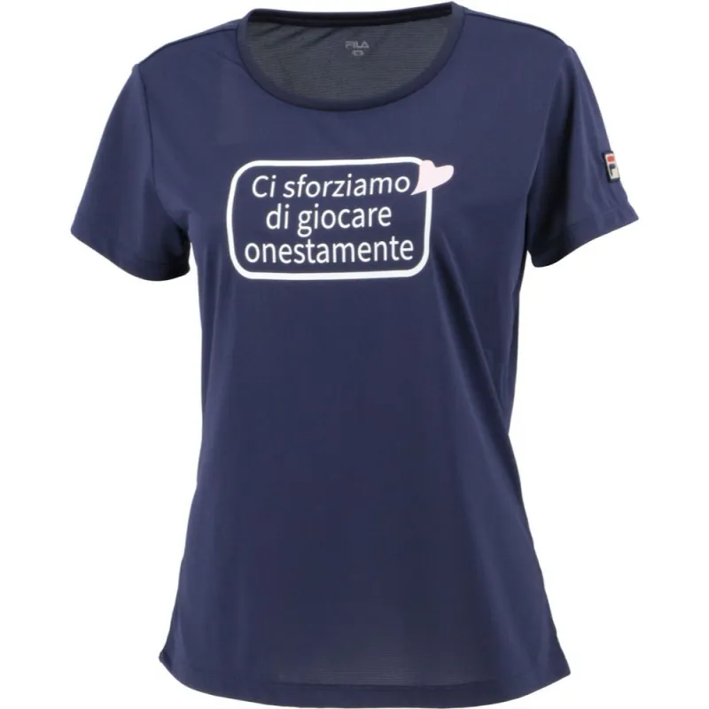 FILA T Shirts Women's Marine Blue Crew Neck Moderate