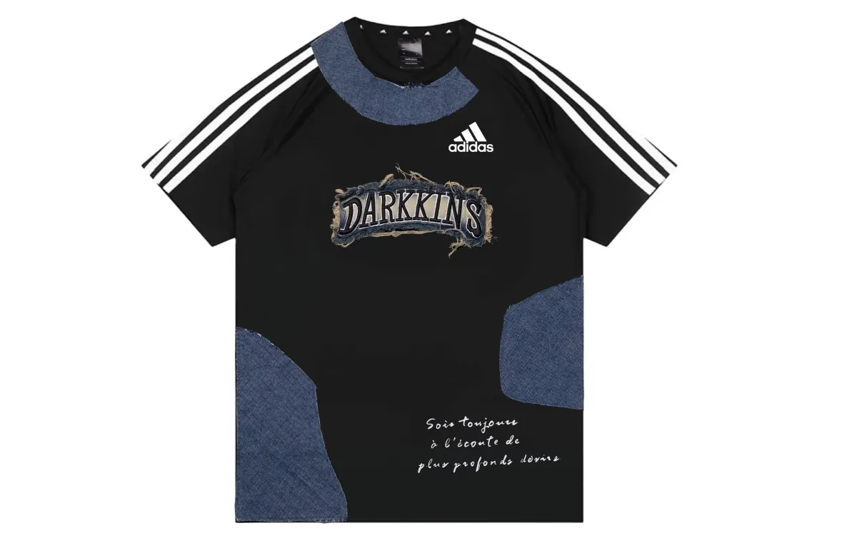 Adidas Football T-Shirts Men's Black Crew Neck Moderate Straight Fit
