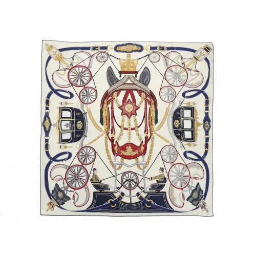 HERMES Mulberry Silk Scarves Unisex White
