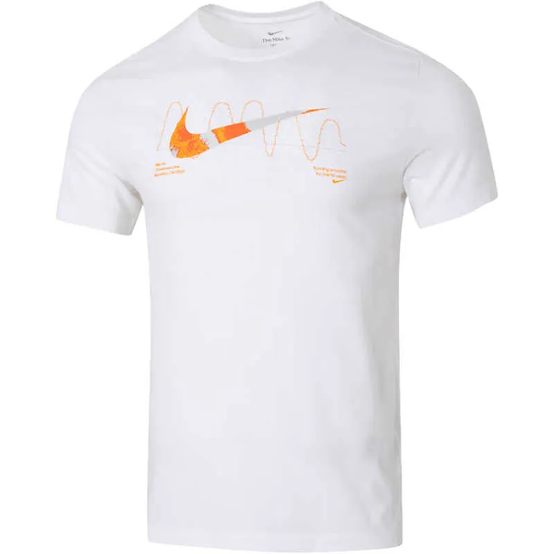 Nike T-Shirts Men's White Crew Neck Moderate Straight Fit